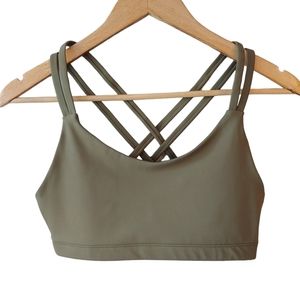 VIE Active Army Green Strappy Back Sports Bra Size Medium